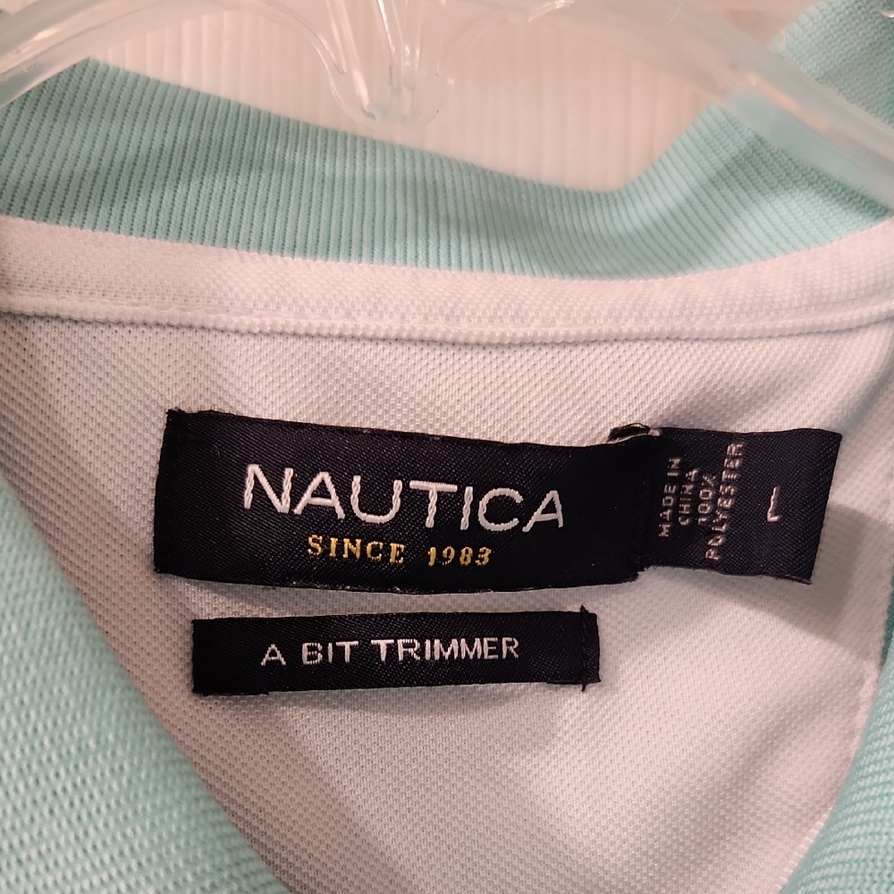 Nautica Green and White Polo Shirt Casual Style - Picture 2 of 6